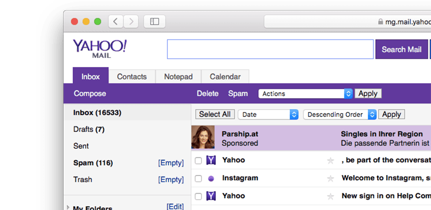 yahoo - php website example