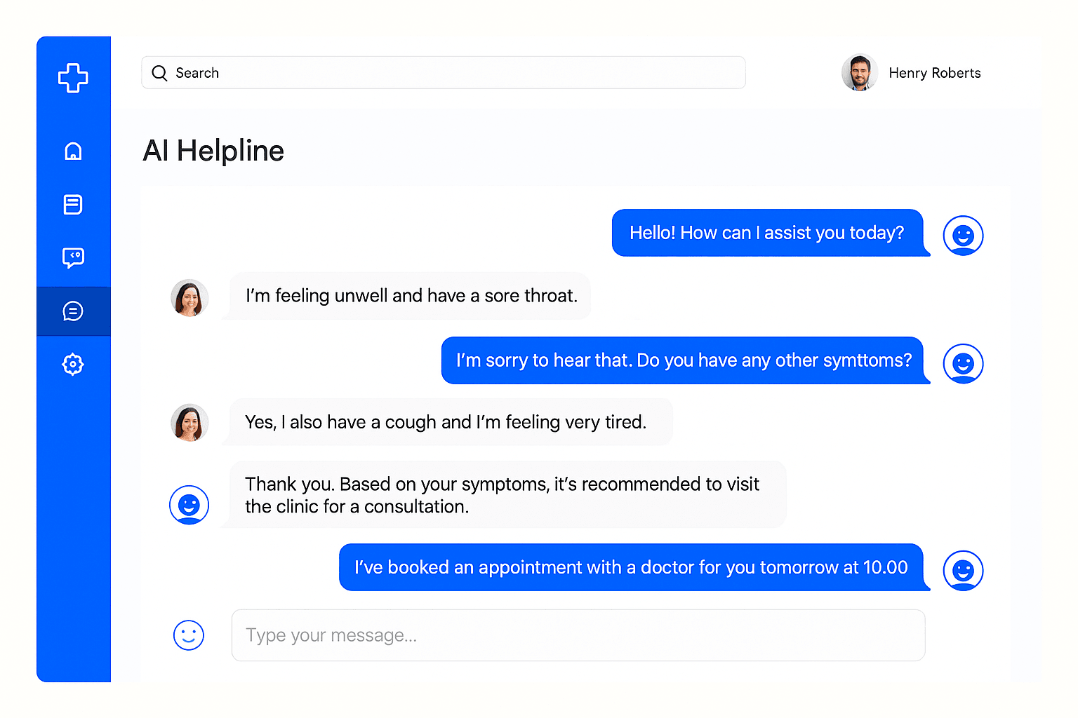 AI powered chatbot for patient consultation