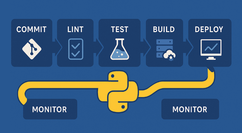 Python DevOps CI/CD pipeline from code commit to monitoring