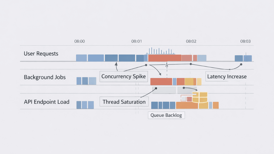 Diagram showing overlapping backend load patterns and concurrency