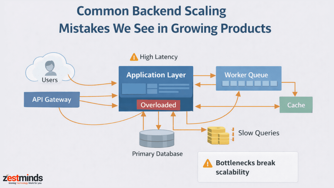Backend system diagram showing common scaling stress points